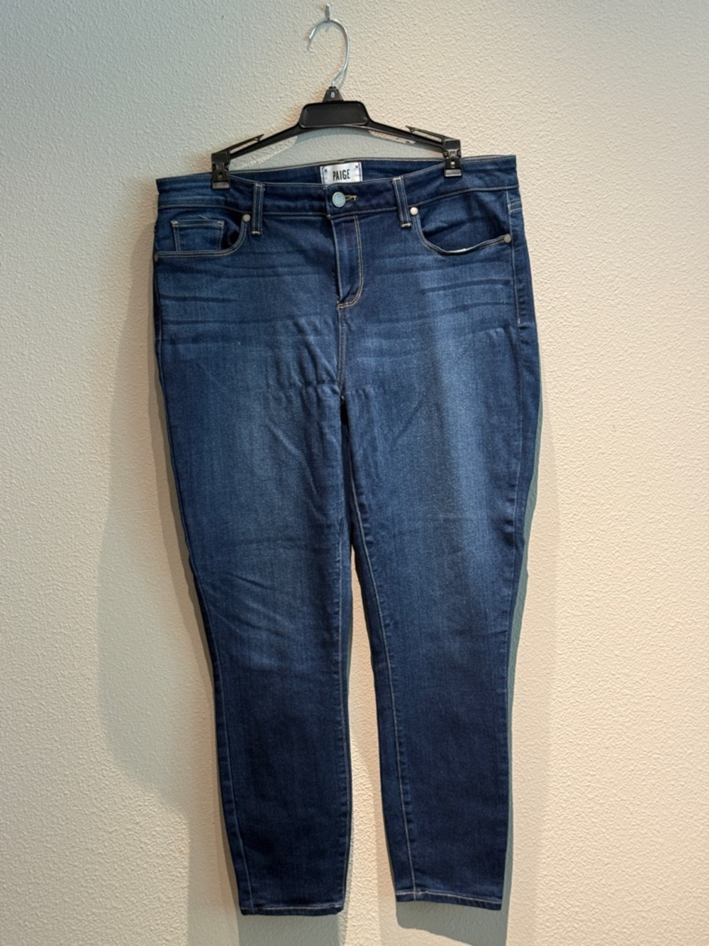 PAIGE Midnight Blue Mid-Rise Skinny Jeans
